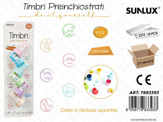 Timbri Preinchiostrati L. Dino 6PCS Ass.