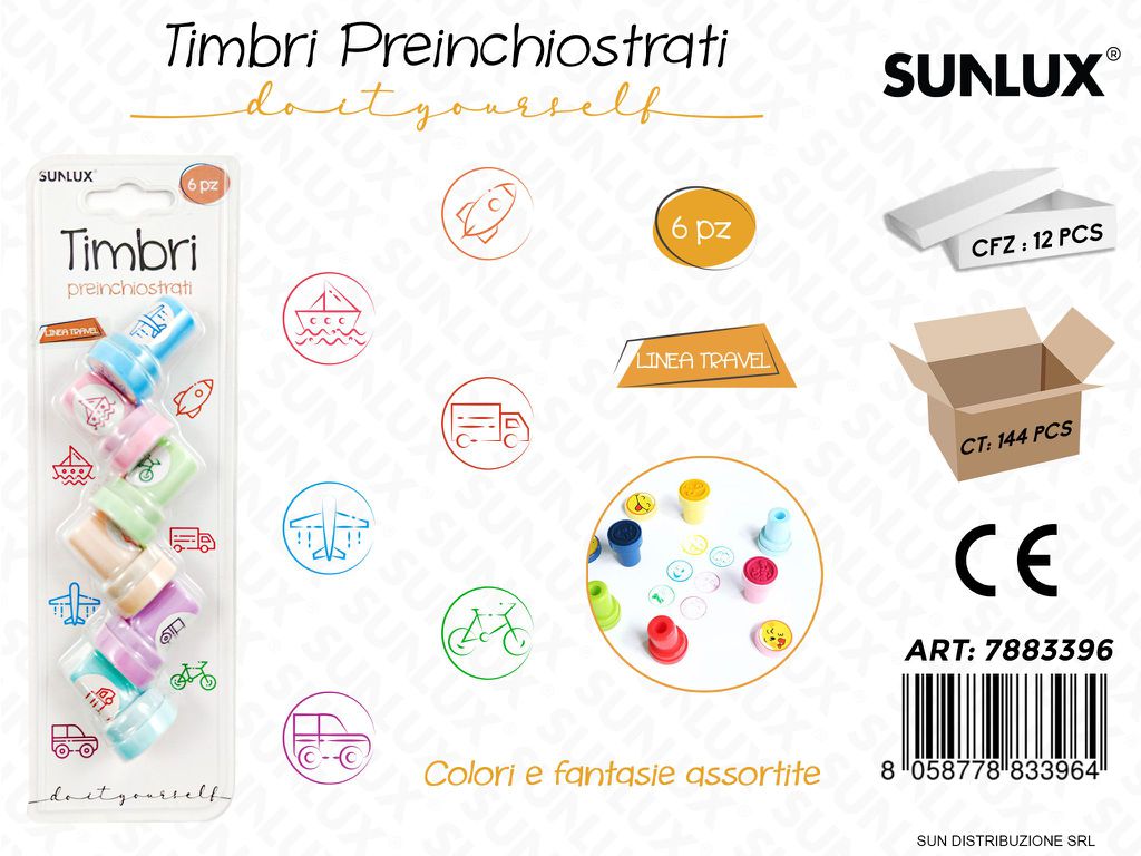 Timbri Preinchiostrati L. Travel 6PCS Ass.