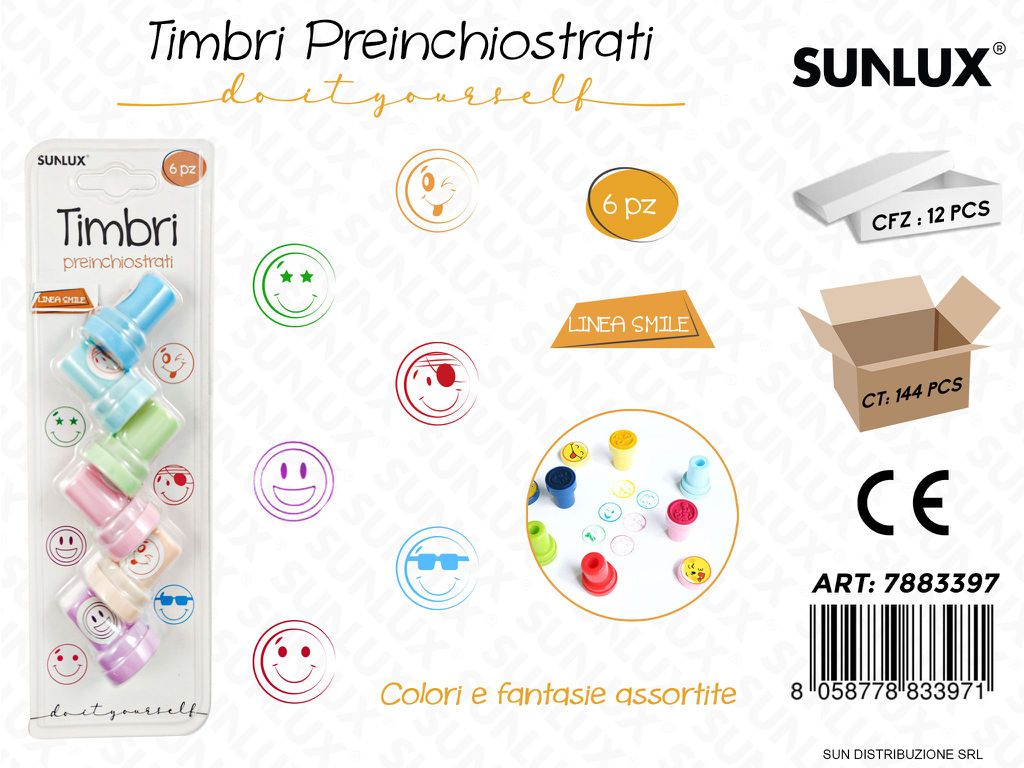 Timbri Preinchiostrati L. Smile 6PCS Ass.