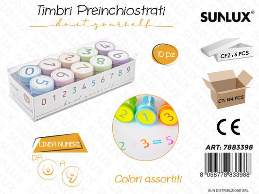 Timbri Preinchiostrati L. Num. 10PCS Ass.