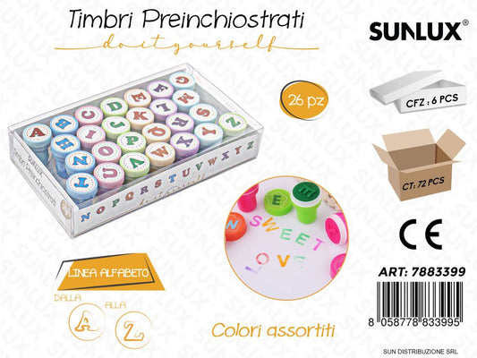 Timbri Preinchiostrati L. Alfabeto 26PCS Ass.