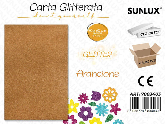 Carta Glitter Arancione 0.45.MM *40*60CM