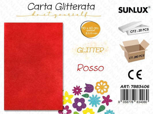 Carta Glitter Rosso 0.45.MM *40*60CM