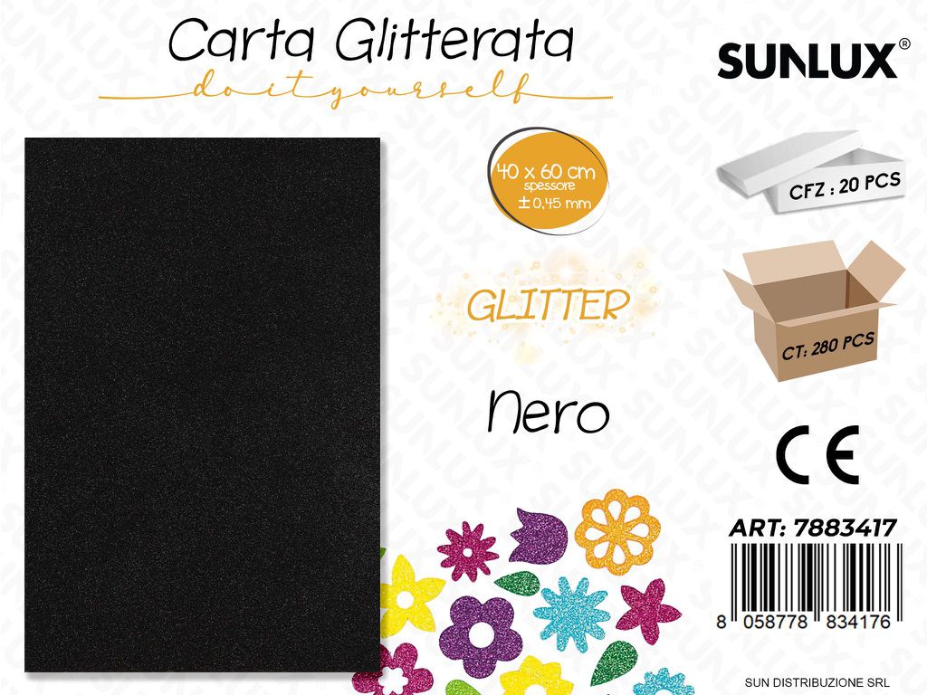 Carta Glitter Nero 0.45.MM *40*60CM