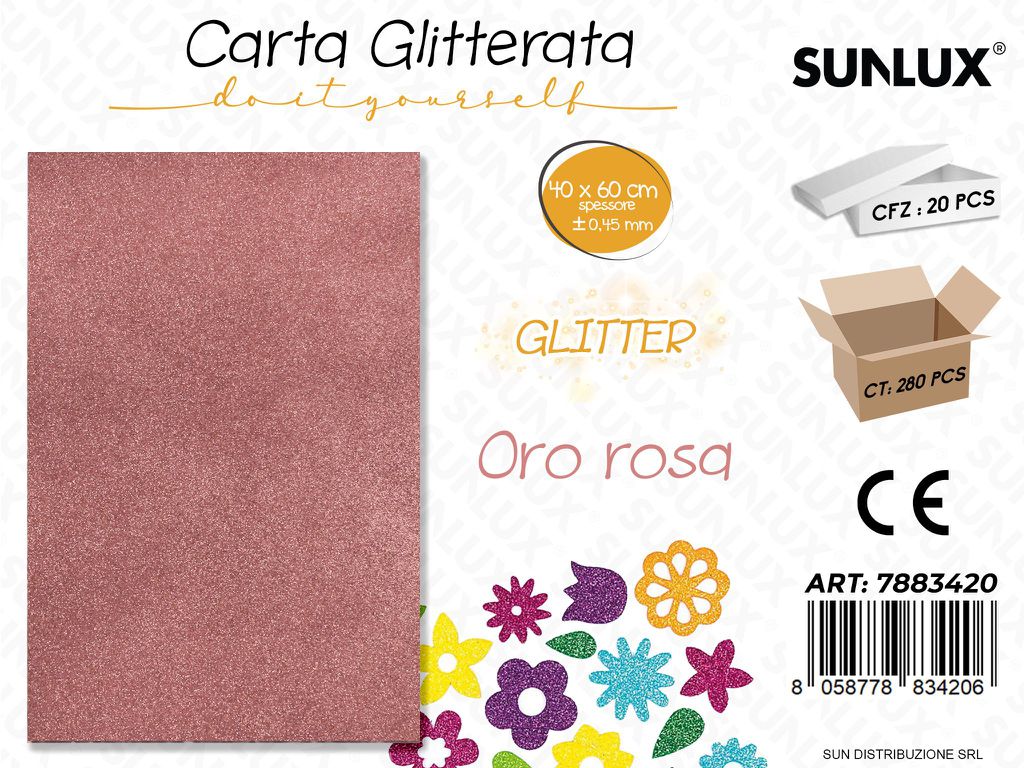 Carta Glitter Oro Rosa 0.45.MM *40*60CM