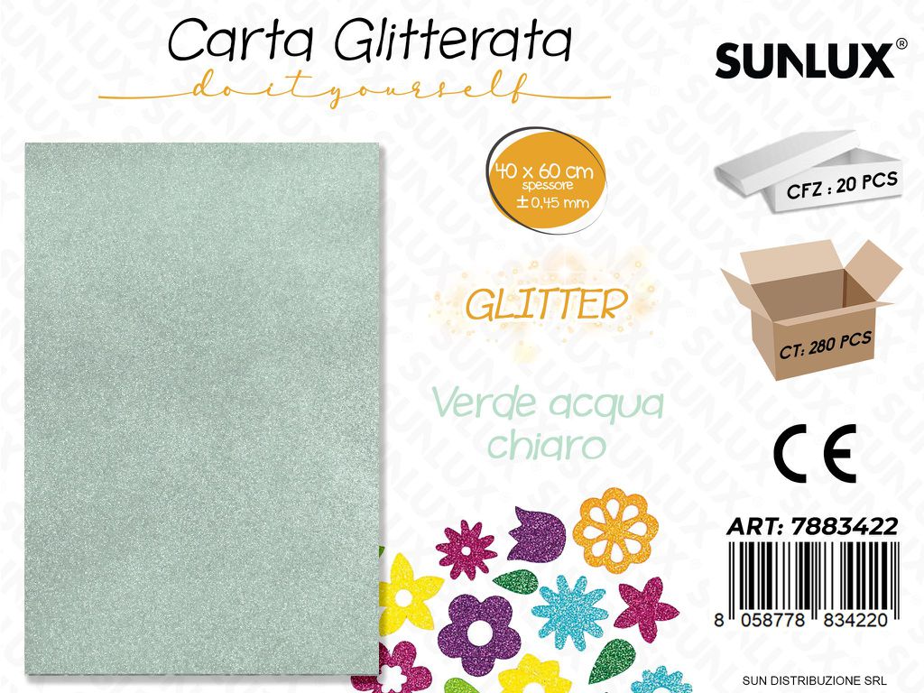 Carta Glitter Verde Acqua 0.45.MM *40*60CM