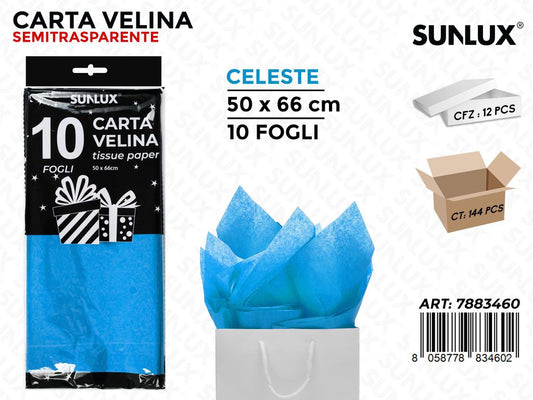 Carta Velina Celeste 50*66 Cm 10FF