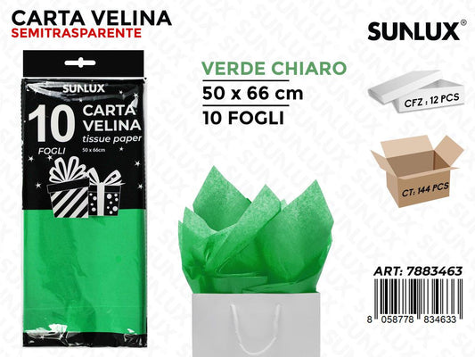 Carta Velina Verde Chiaro 50*66 Cm 10FF