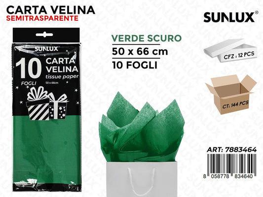 Carta Velina Verde Scuro 50*66 Cm 10FF