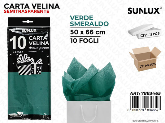 Carta Velina Verde Smeraldo 50*66 Cm 10FF