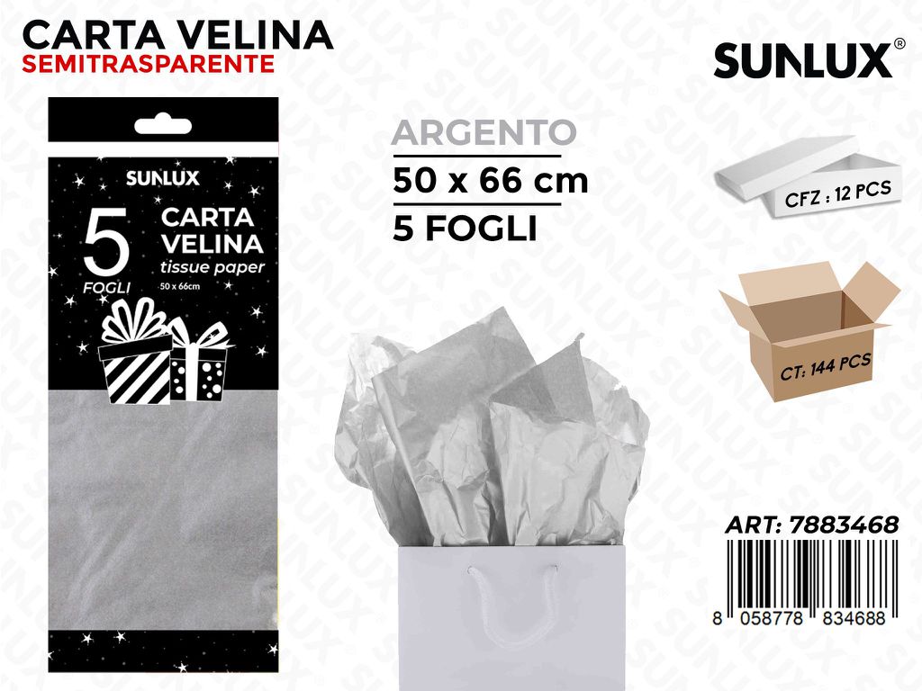 Carta Velina Argentata 50*66 Cm 5FF