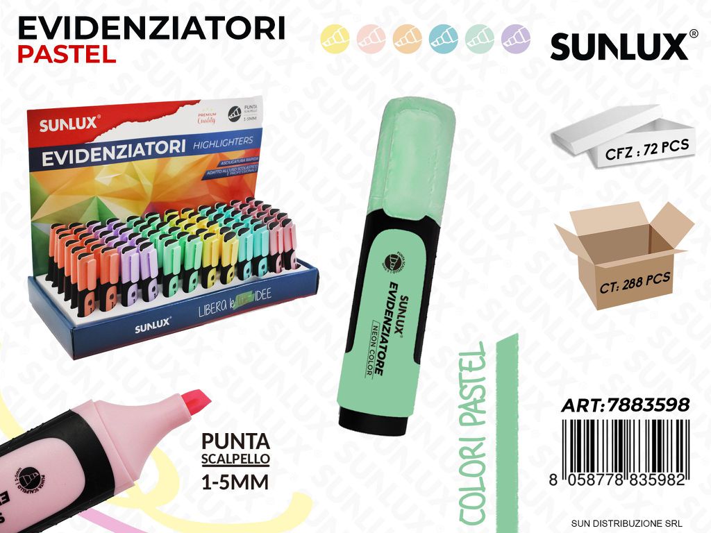 Esp. Evidenziatori Pastel 6COL. Ass. 1-5MM