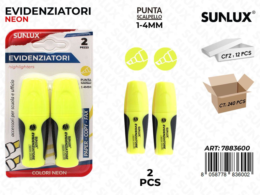 Bl. Evidenziatori Mini Giallo Neon 2-5MM 2PCS
