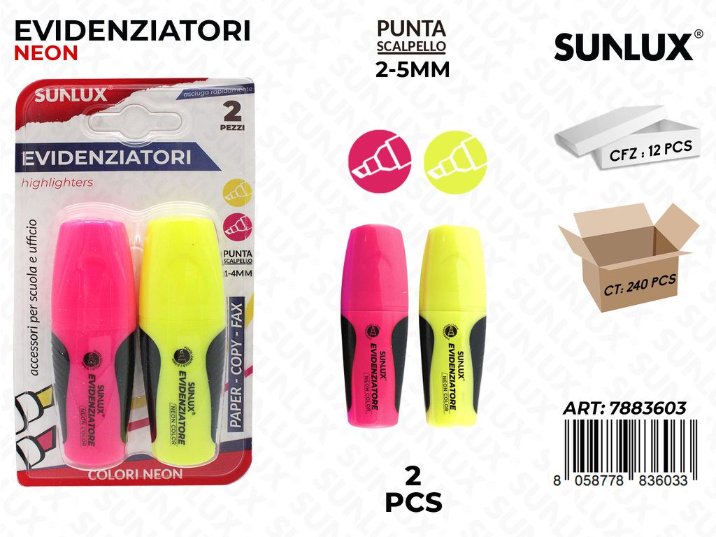 Bl. Evidenziatori Mini Ass. Neon 2-5MM 2PCS