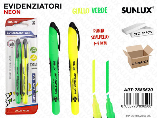 BL. EVIDENZIATORI ASS.  NEON 1-4MM 2PCS /PZ DA 12**