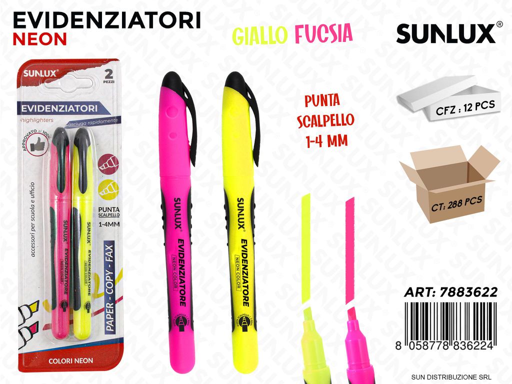 Bl. Evidenziatori Ass. Neon 1-4MM 2PCS