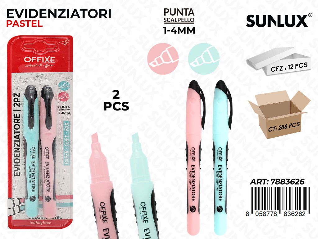 Bl. Evidenziatori Ass. Pastel 1-4MM 2PCS