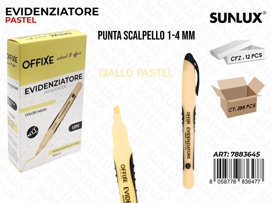 Evidenziatore Giallo Pastel 1-4MM
