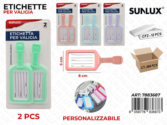 Sunlux Etichetta per Valigia Ass. 2PCS 8*5CM