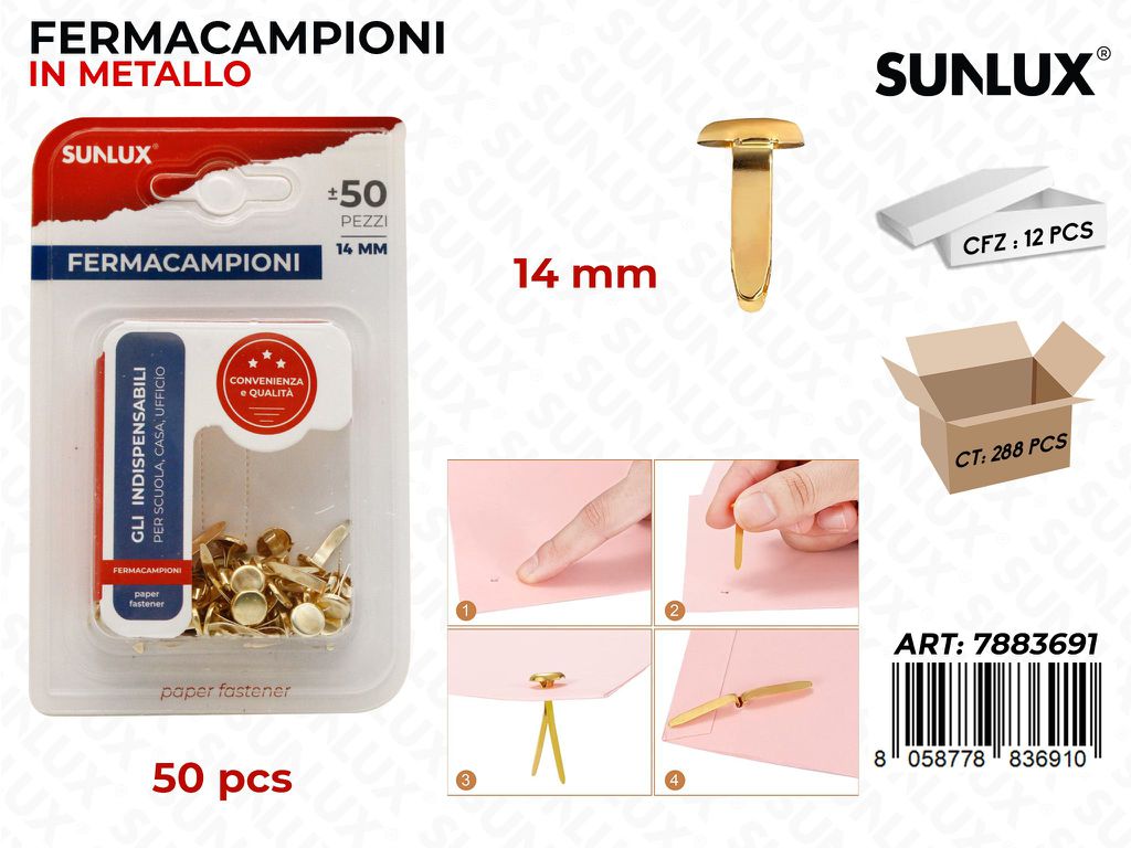 Sunlux Bl. Fermacampioni Oro 50PCS 14MM