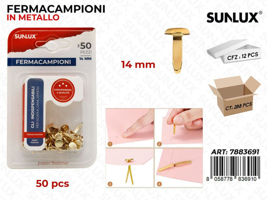 Sunlux Bl. Fermacampioni Oro 50PCS 14MM