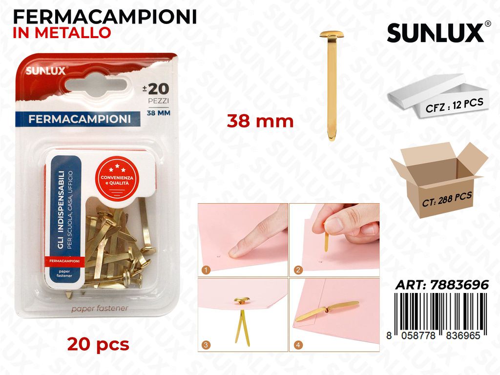 Sunlux Bl. Fermacampioni Oro 20PCS 38MM