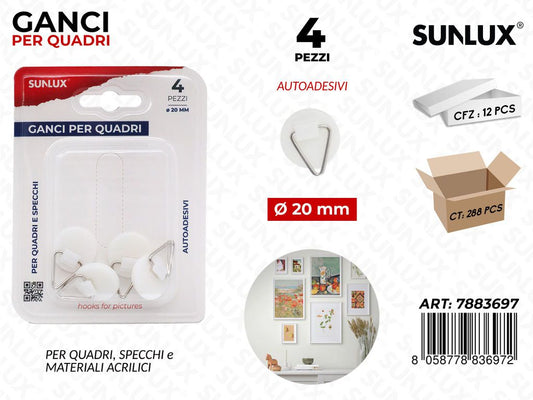 Ganci per Quadri Autoadv 4PCS D.20MM