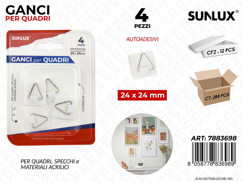 Ganci per Quadri Autoadv 4PCS 24*24MM
