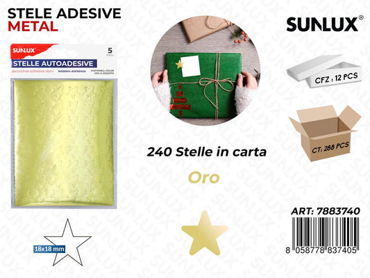 Stelle Adesive Oro 5FF-240 Stelle 1.8*1.8CM