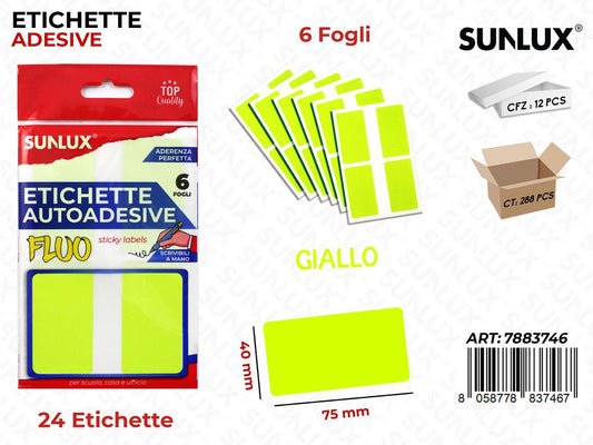 Etichette Adv Giallo Fluo 75*40MM 6FF 24PC