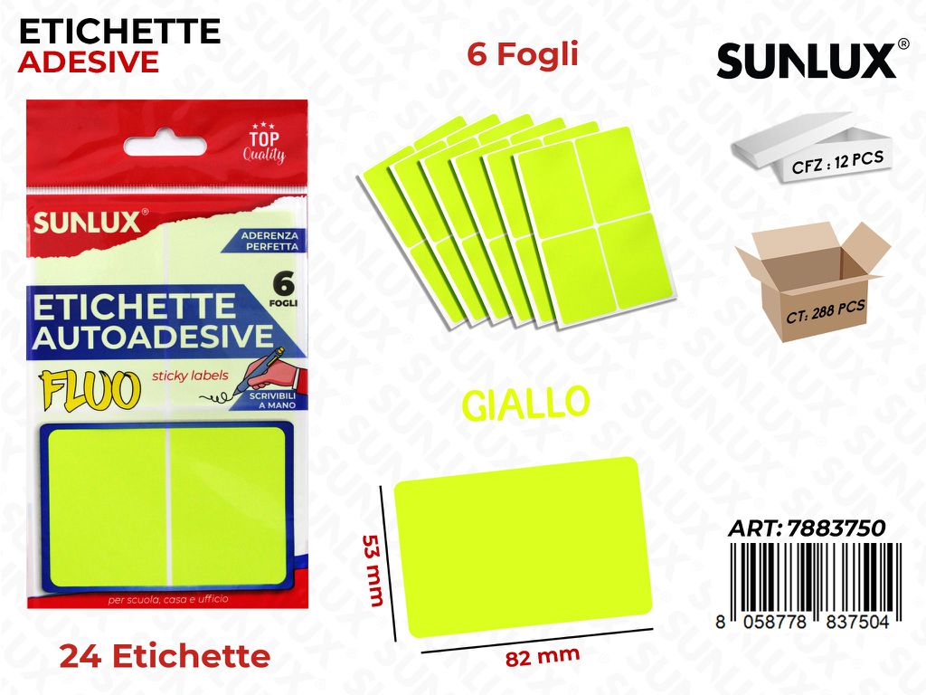 Etichette Adv Giallo Fluo 82*53MM 6FF 24PC
