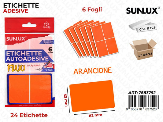 Etichette Adv Arancio Fluo 82*53MM 6FF 24PC
