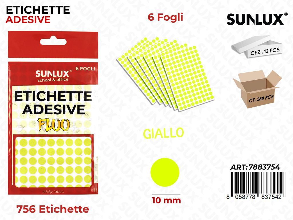 Etichette Adv Giallo Fluo 10MM 6FF 756PC