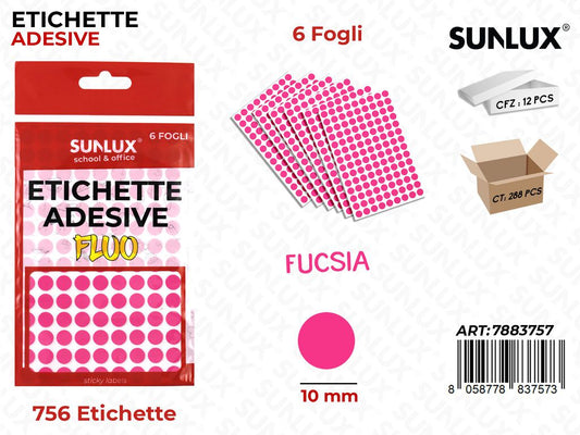 Etichette Adv Fucsia Fluo 10MM 6FF 756PC