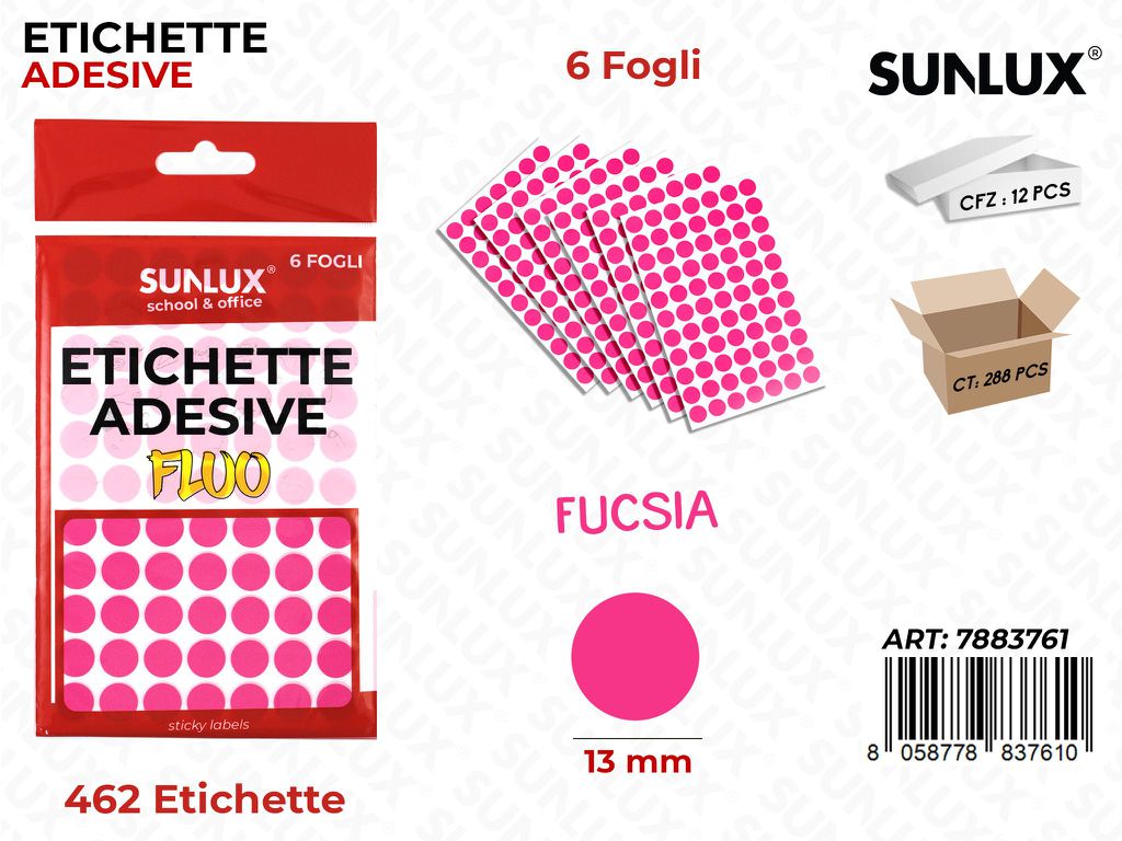 Etichette Adv Fucsia Fluo 13MM 6FF 462PC
