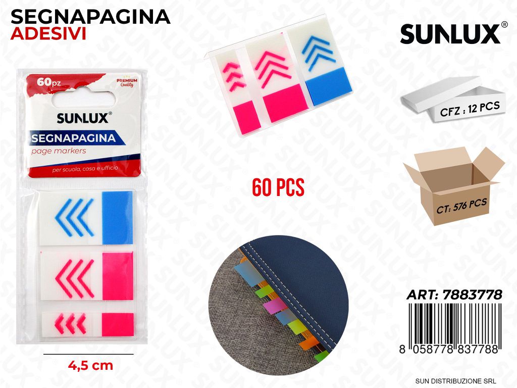 Segnapagina Adesivi 60PCS Ass. 4.5CM