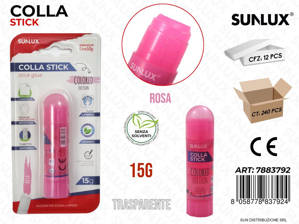 BL. COLLA STICK COL. ROSA TRASP. 15G /PZ DA 12**