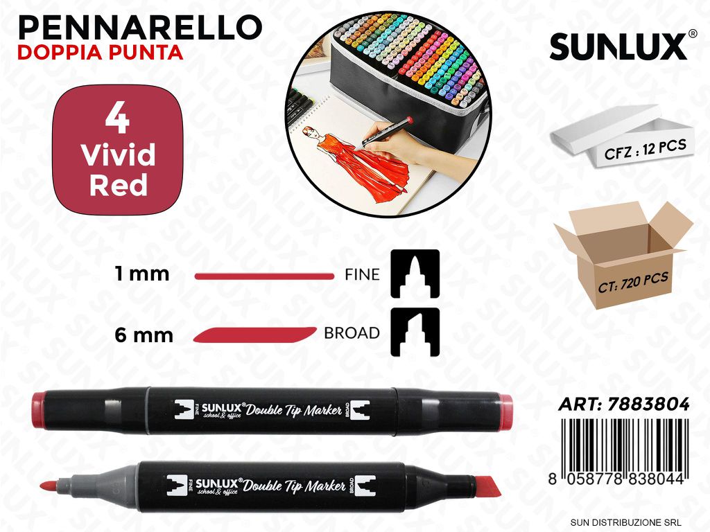 Double Tip Marker N.4 Vivid Red