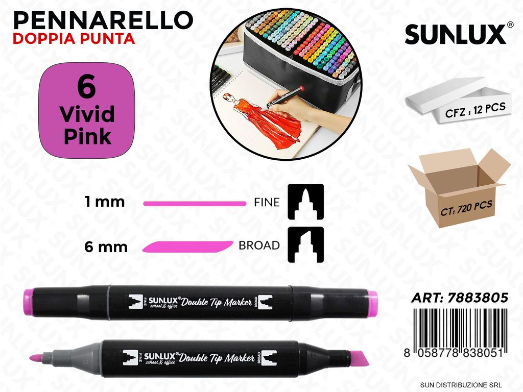 Double Tip Marker N.6 Vivid Pink