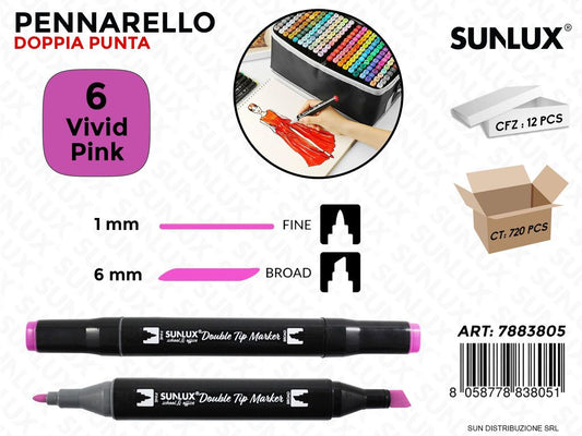 Double Tip Marker N.6 Vivid Pink