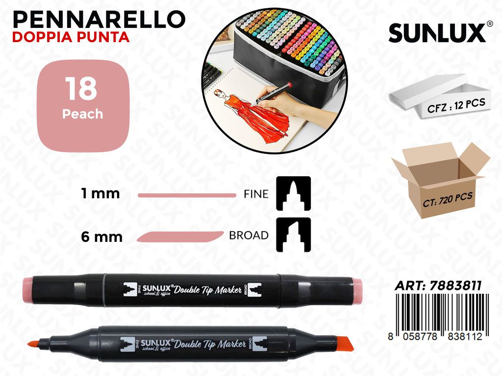 Double Tip Marker N.18 Peach
