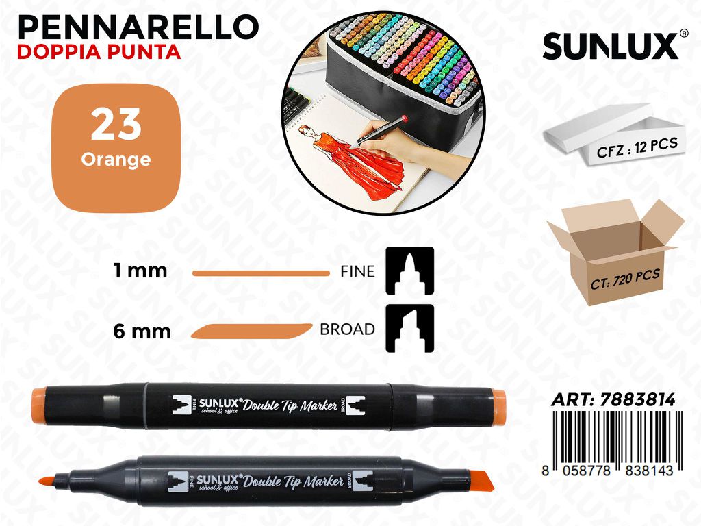 Double Tip Marker N.23 Orange