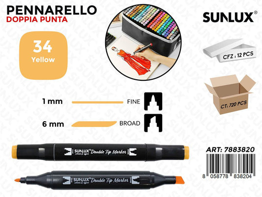 Double Tip Marker N.34 Yellow