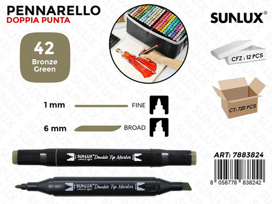 Double Tip Marker N.42 Bronze Green
