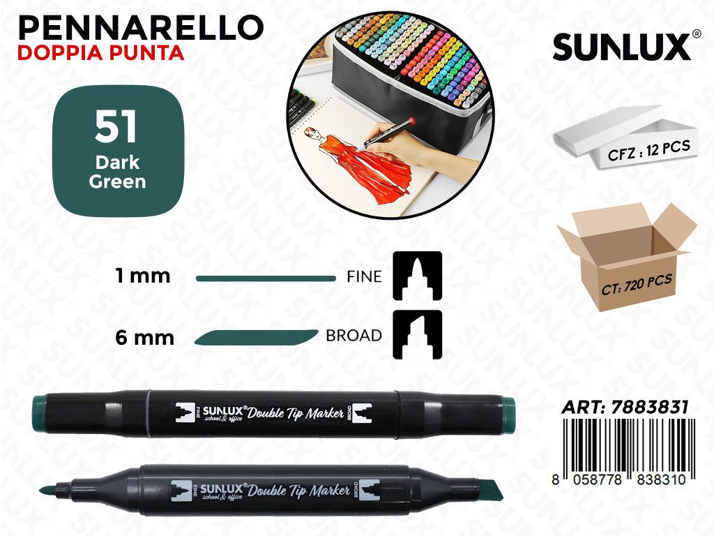 Double Tip Marker N.51 Dark Green