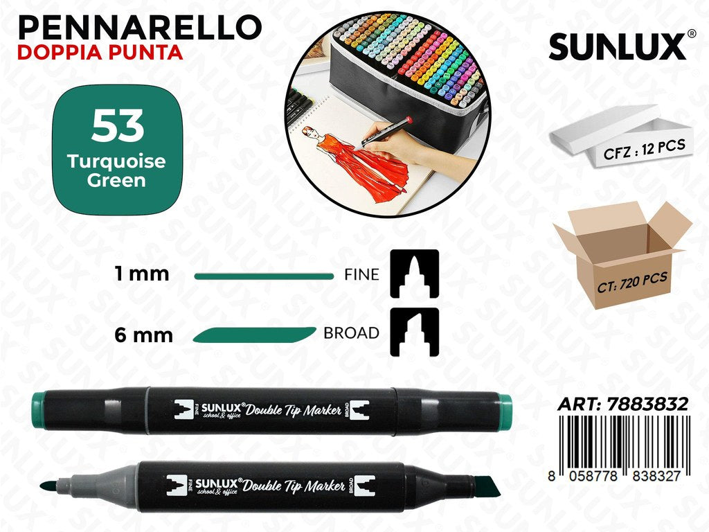 Double Tip Marker N.53 Torquoise Green