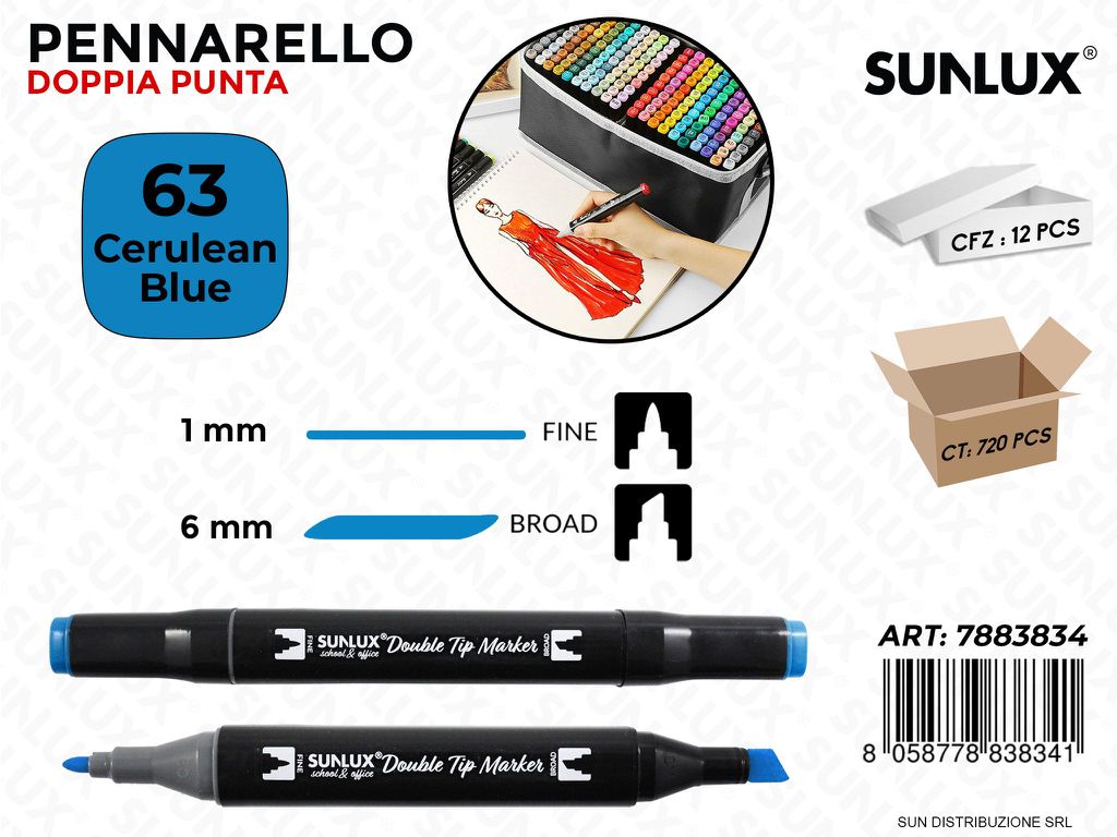 Double Tip Marker N.63 Cerulean Blue