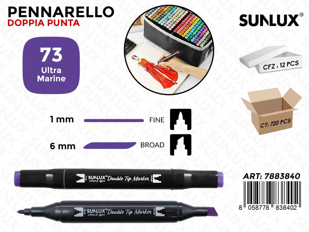 Double Tip Marker N.73 Ultra Marine
