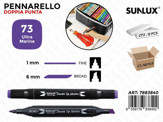 Double Tip Marker N.73 Ultra Marine