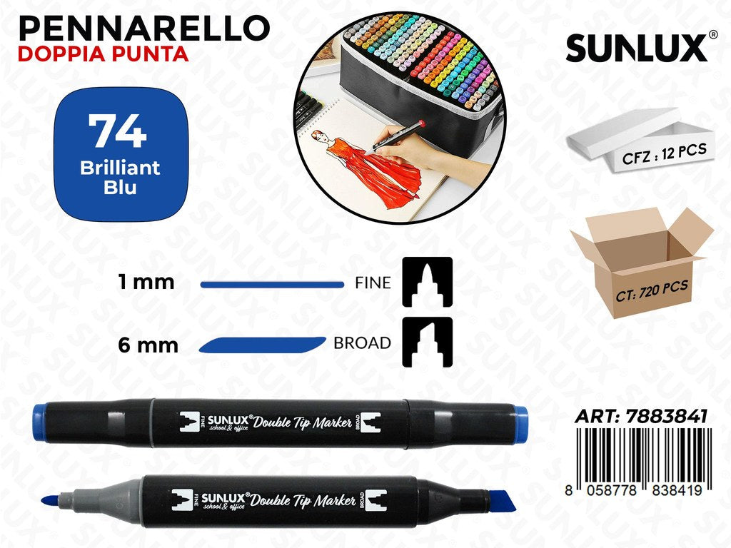 Double Tip Marker N.74 Brillant Blue